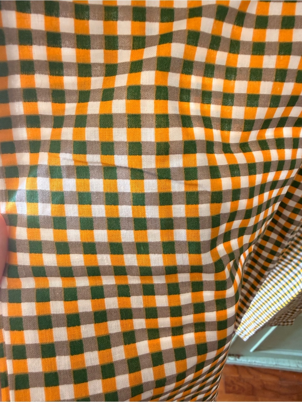 Gingham High-Waist Wide Leg Pants - Brown, Green, Yellow & Cream - Picture 2 of 3